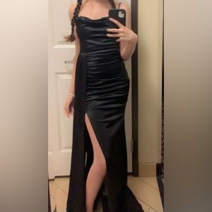Black, floor length prom dress